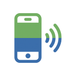 noun_call_1995518 logo vert et bleu
